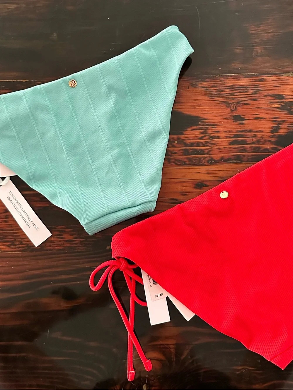 Victoria's Secret Swim Bikini Bottoms in Aqua & Red size XS Bundle of 2 Ribbon